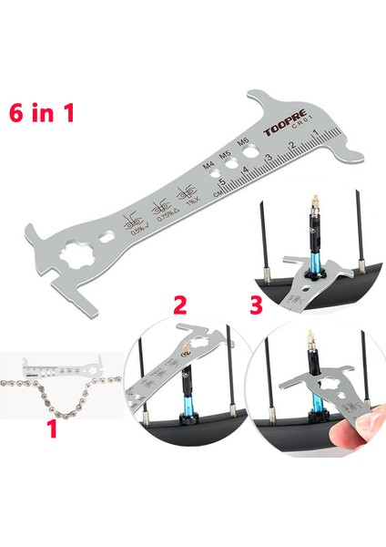 6'sı 1 Arada Denetleyici Stili Mtb Yol Bisikleti Hızlı Bisiklet Zinciri Kontrol Cihazı Göstergesi Aracı Presta Vana Aracı (Yurt Dışından)