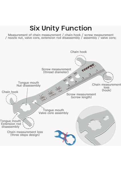 6'sı 1 Arada Denetleyici Stili Mtb Yol Bisikleti Hızlı Bisiklet Zinciri Kontrol Cihazı Göstergesi Aracı Presta Vana Aracı (Yurt Dışından) modelleri