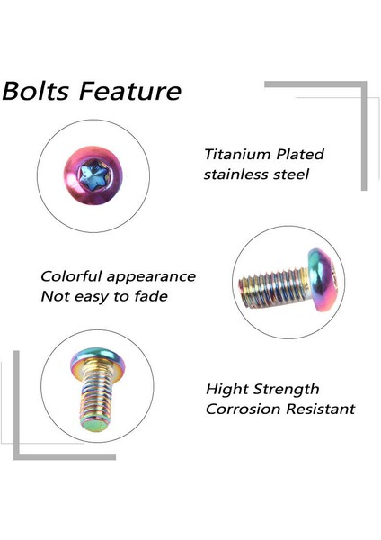 12PC Tarzı Titanium Renkli Disk Fren Rotor Civataları Dağ Bisikleti Fren Disk Rotor Vidası Hafif Beterya Bisiklet Aksesuarları (Yurt Dışından)