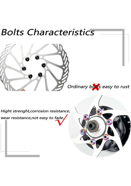 12PC Tarzı Titanium Renkli Disk Fren Rotor Civataları Dağ Bisikleti Fren Disk Rotor Vidası Hafif Beterya Bisiklet Aksesuarları (Yurt Dışından)