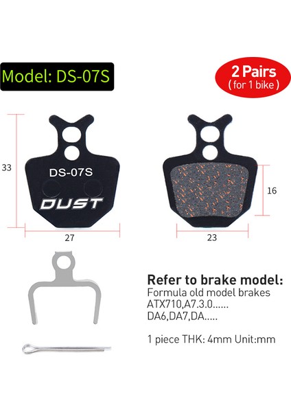 2 Çift DS-07S Stili 2 Çift 4 Adet Bisiklet Disk Fren Balatası Bike Hidrolik Disk Fren Balataları Yarı Metalik Bisiklet Fren Balataları Bb5 Bb7 Avid Sram Için (Yurt Dışından)