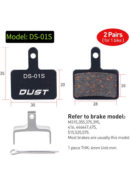 2 Çift DS-07S Stili 2 Çift 4 Adet Bisiklet Disk Fren Balatası Bike Hidrolik Disk Fren Balataları Yarı Metalik Bisiklet Fren Balataları Bb5 Bb7 Avid Sram Için (Yurt Dışından)