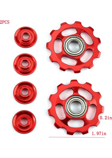2-Kırmızı Stil T Ultralight Mtb Alüminyum Alaşımlı Bisiklet Rulmanı Jockey Tekerlek Arka Vites Kıvraklığı Makaraları Bisiklet Makara Tekerlek Bisiklet Aksesuarları (Yurt Dışından)