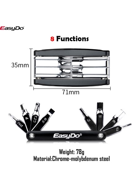 ED2901 Stili Easydo Bisiklet Tamir Aracı Kiti Multitool Hex Spoke Bisiklet Tornavidaları Araç Lastik Kaldırma Allen Anahtarı Mtb Dağ Bisikleti Aracı. (Yurt Dışından)