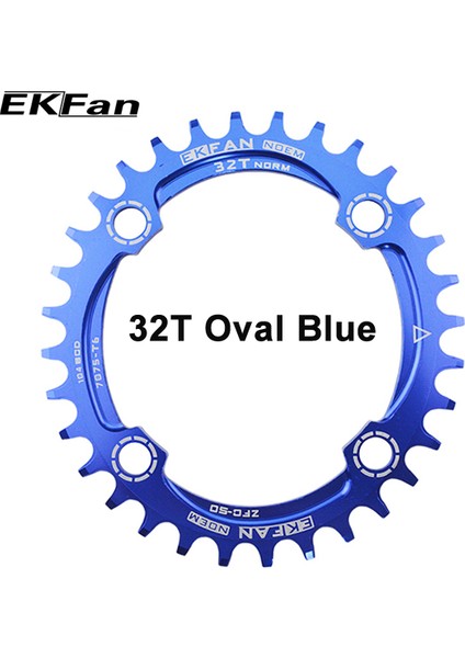 Oval 32T Mavi Stil Ekfan Mtb Bisiklet Oval 104BCD Zincir Tekerleği Ultrahafif T6 Bisiklet Bisiklet Pedal Levhası (Yurt Dışından)