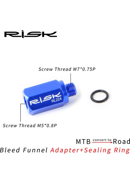 Taşma Hunisi Adaptör Stili Risk RL224 Mtb Dönüştürme Yol Hidrolik Disk Fren Bisiklet Bisiklet Kan Alma Huni Adaptörü ve O Yüzük Dönüştürücü (Yurt Dışından)