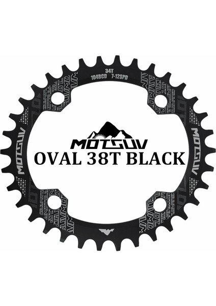 Siyah Oval 38T Stili Motsuv Oval Dar Genişlik Zincir Halkası Mtb Dağ Bisikleti 104BCD Krank Takımı Dişli Plaka Parça Bcd (Yurt Dışından)