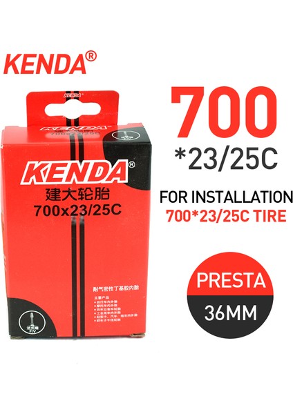 700X23-25C-FV Stili Kenda Bisiklet Lastik Iç Lastiği *c 700*C 700*C 700*C Presta Fv Yol Bisikleti Kamera Bisiklet Aksesuarları (Yurt Dışından)