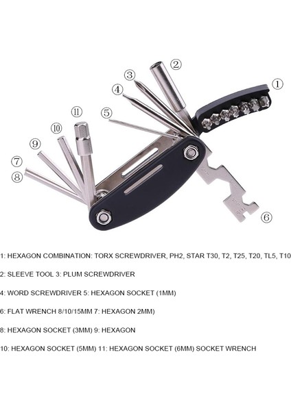 Standart Stil Bisiklet Onarım Araçları Seti Çok Fonksiyonlu Torx Tornavida Aracı Konuşlu Bisiklet Mtb Yol Bisikleti Düz Anahtar Seti Altıgen Aracı (Yurt Dışından) modelleri