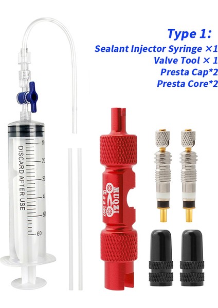 Type1 Presta Kırmızı Stili Muqzı Bisiklet Tüpüsüz Lastik Mühürleyici Enjektör Schrader Presta Valf Çekirdek Çıkarma Aracı Mtb Seti Için No Tubes Mühürleyici Şırınga (Yurt Dışından)