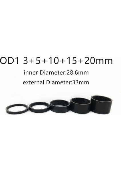 Od1 3 5 10 15 20MM Stili 5 Adet Tam Karbon Bisiklet Karbon Spacer Boş Ultra Hafif Headset Parçaları Bisiklet Yıkayıcı Bisiklet Headset Gövde Boşlukları (Yurt Dışından)