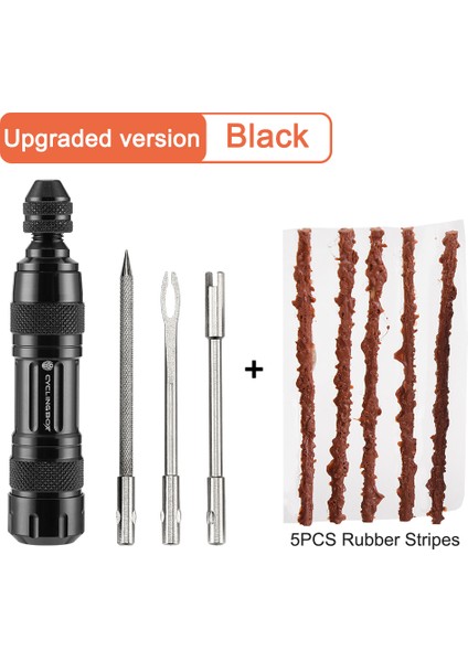 Siyah Onarım Aracı B Stili Bisiklet Tüpüsüz Lastik Tamir Kiti Lastik Matkapı Kauçuk Şeritler Lastik Delinme Tamir Sıvısı Bisiklet Tamir Araçları (Yurt Dışından)