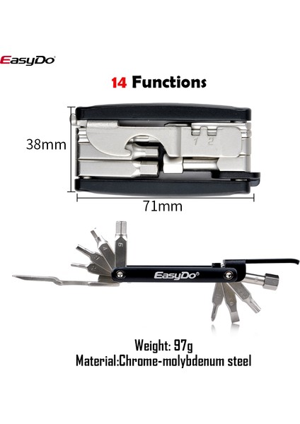 ED2902 Stili Easydo Bisiklet Tamir Aracı Kiti Multitool Hex Spoke Bisiklet Tornavidaları Araç Lastik Kaldırma Allen Anahtarı Mtb Dağ Bisikleti Aracı. (Yurt Dışından)