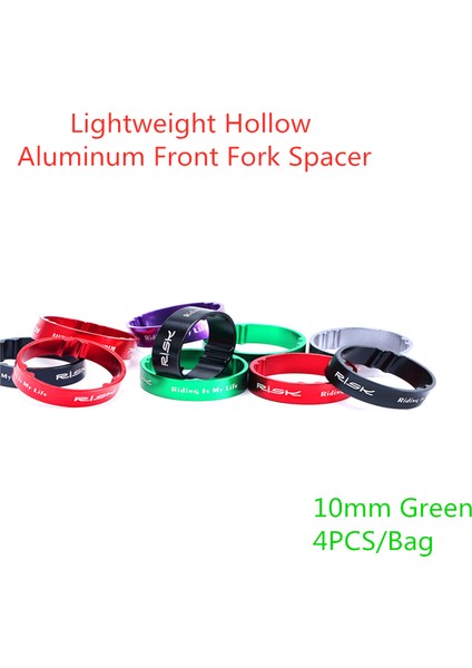 4PCS-10MM Yeşil Stil Risk Ayarlamalı Alüminyum Alaşım Bisiklet Bisiklet Çatal Yıkayıcı Gövde Direksiyon Bağı Yükseltme Sap Halka Bisiklet Aksesuarı (Yurt Dışından)