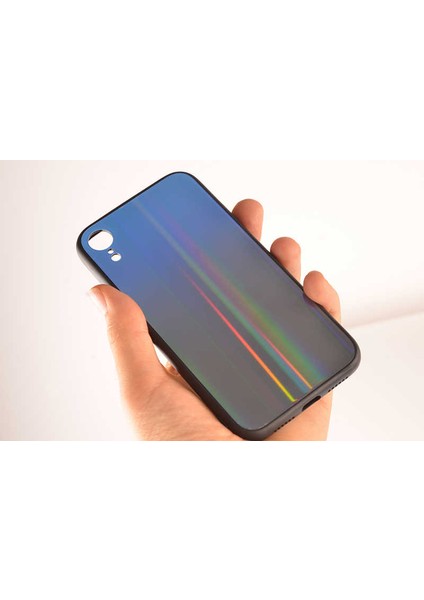 iPhone Xr Uyumlu Kılıf Arkası Renkli Cam Kenarları Silikon Ensar Friz Kapak