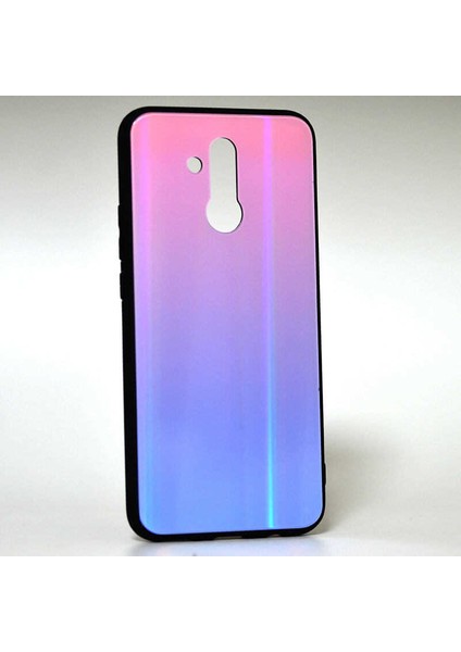 Mate 20 Lite Uyumlu Kılıf Arkası Renkli Cam Kenarları Silikon Ensar Friz Kapak