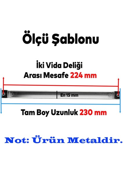 10 Adet Bihter Düz Mobilya Mutfak Dolabı Çekmece Dolap Kapak Kulpu Kulpları Kulbu Krom 224 mm Metal