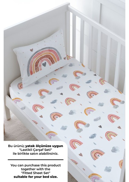 Bebek Boy Nevresim Takımı (100X150) - Iconic Serisi - Somon Gökkuşağı fırsatları