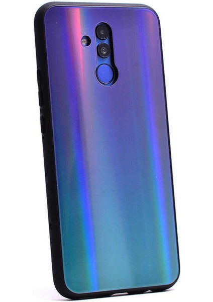 Mate 20 Lite Uyumlu Kılıf Arkası Renkli Cam Kenarları Silikon Ensar Friz Kapak
