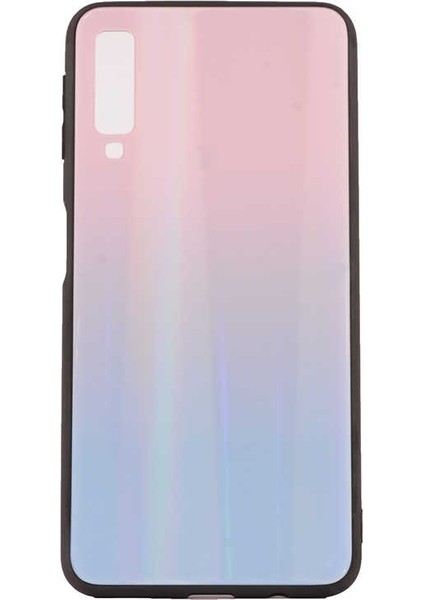 Galaxy A7 2018 Uyumlu Kılıf Arkası Renkli Cam Kenarları Silikon Ensar Friz Kapak
