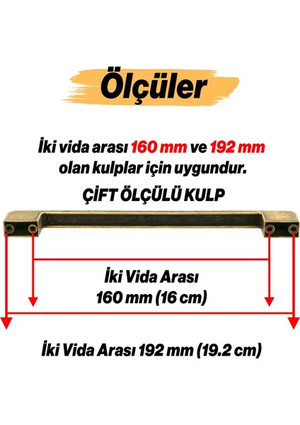 Radus 10 Adet Antik Sarı Metal Kulp 192 mm 19.2 cm Mobilya Çekmece Mutfak Dolap Kulpları Kulbu Kulpu