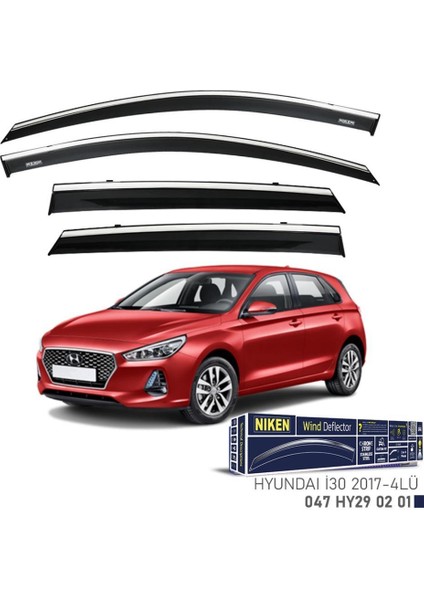 Hyundai I30 Niken Kromlu Cam Rüzgarlığı 4lü Set 2017 ve Üstü