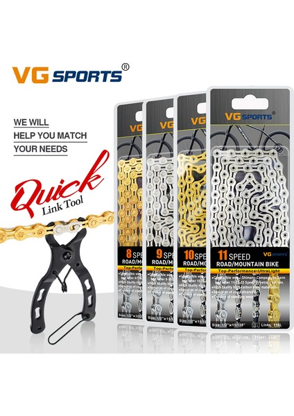 8 Vitesli El Altın Stili Vg Sports Bisiklet Zinciri Hızlılık Titanyum Gökkuşağı Altın Mtb Dağ Yol Bisikleti Zincir Parçaları (Yurt Dışından) fiyatları