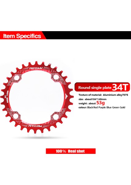 Kırmızı Yuvarlak 34T Stili Bisiklet Krank 104BCD Yuvarlak Şekilli Dar Geniş Mtb Zincir Halkası Bisiklet Dişli Seti Tekli Levha (Yurt Dışından) indirimleri