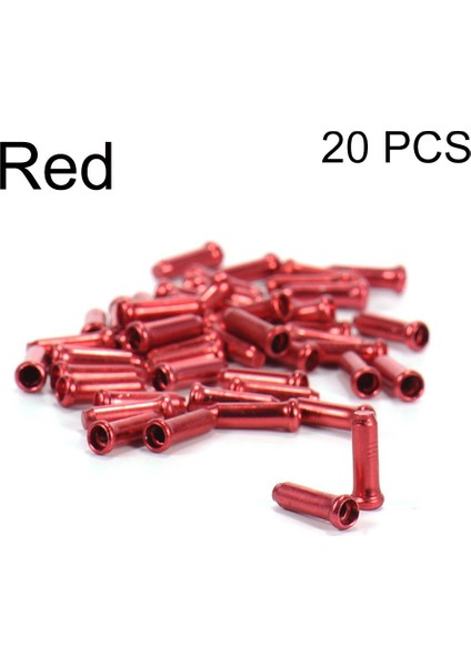 Kırmızı-20 Adet Tarzı Renkli Alüminyum Alaşım Bisiklet Fren Vites Iç Kablo Ucu Uç Kapakları - (Yurt Dışından)