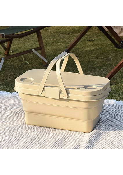 Açık Piknik Sepeti - Kapaklı Kamp Için Çok Fonksiyonlu El Sepeti Masa - Kutu Plastik Saklama Sepeti Katlama (Yurt Dışından)