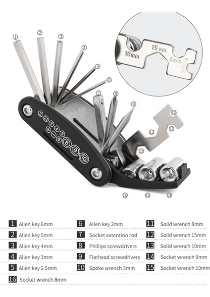 CT-101 Stili Dağ Bisikleti Tamir Aracı Seti Mtb Yol Bisikleti Çok Fonksiyonlu Araçlar Seti Hex Anahtarı Allen Tornavida Zincir Kırıcı Çoklu Araç (Yurt Dışından)