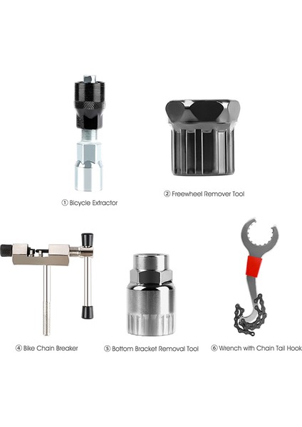5 Adet Set Stili Bisiklet Aracı Kiti Krank Çıkarıcı Zincir Ayırıcı Kırıcı Tekerlek Kovanı Konuşlu Anahtar Mtb Onarım Aksesuarları (Yurt Dışından)