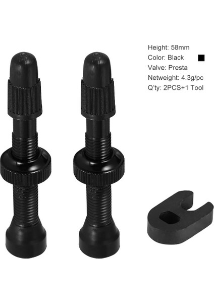 58 mm Siyah Stil Uyumlu Yol ve Dağ Bisikletleri Için mm Valfli Tüp Yok Lastiklerinde Kullanılmak Üzere Pirinç Çekirdek Alaşım Gövdeli Tüp Yok Sızdırmazlık Maddesi (Yurt Dışından)