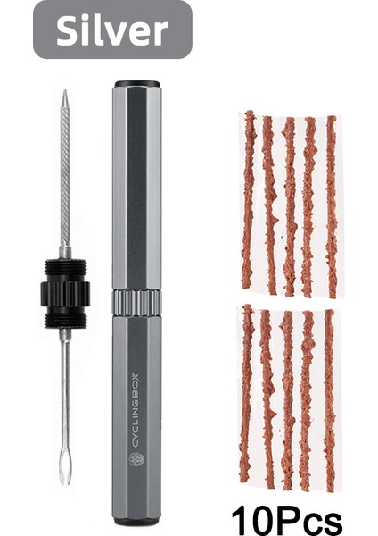 Gümüş Set Plus Tarzı Mini Bisiklet Tüpüsüz Lastik Tamir Aracı Kiti Mtb Yol Bisikleti Lastik Onarımı Takma Delik Yama Seti - (Yurt Dışından)