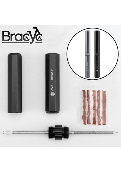 Gümüş Set Plus Tarzı Mini Bisiklet Tüpüsüz Lastik Tamir Aracı Kiti Mtb Yol Bisikleti Lastik Onarımı Takma Delik Yama Seti - (Yurt Dışından)