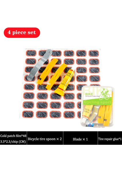 4 Parçalı Set Stili Bisiklet Lastik Tamir Kiti Aracı Seti Yama Kauçuk Taşınabilir Dağ Bisikleti Sürme Anahtar Çıkarma Kaldırma Iç Onarım (Yurt Dışından)