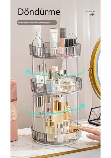 Deliksiz Banyo Yatak Odası Dönebilen Kozmetik Saklama Rafı - Mücevher Saklama Kutusu Double- Deck (Yurt Dışından)