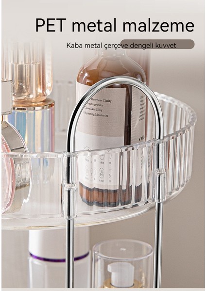 Deliksiz Banyo Yatak Odası Dönebilen Kozmetik Saklama Rafı - Mücevher Saklama Kutusu Double- Deck (Yurt Dışından)