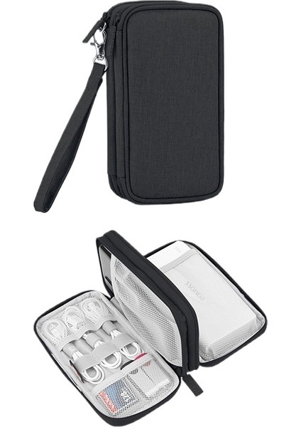 Dijital Aksesuarlar Saklama Çantası - Taşınabilir Çift Katmanlı Basit Kulaklık Veri Kablosu Saklama Çantası (Yurt Dışından)