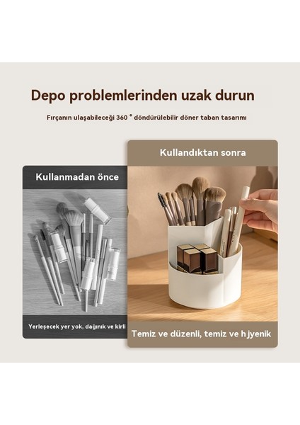 360 Derece Dönen Fırça Kovası - Makyaj Fırçası - Saklama Tüpü - Ruj Saklama Kutusu (Yurt Dışından)