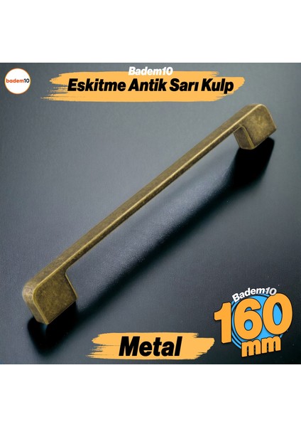 Radus Antik Sarı Metal Kulp 160 mm -16 cm Mobilya Çekmece Mutfak Dolabı Dolap Kulpları