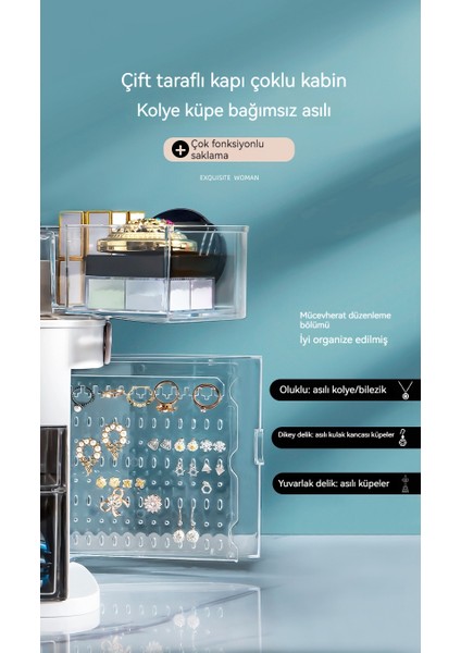 Işıklı Makyaj Aynası - Kozmetik Saklama Kutusu - Ruj, Kozmetik, Cilt Bakım Ürünleri, Mücevher Rafları (Yurt Dışından)