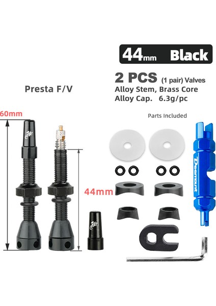 VF44G Siyah B Stili 2 Adet Deemount Bisiklet Tüpsüz Karbon Jant Presta Valf mm Fv Meme Pirinç Çekirdek C Makine Anodize Wtool (Yurt Dışından)
