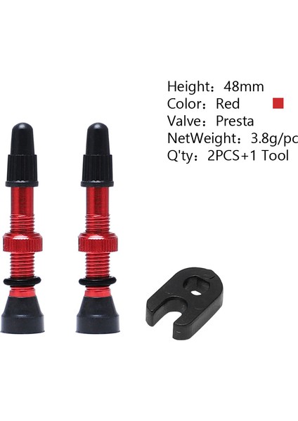 Kırmızı 48MM Tarzı Motosiklet Lastik Hava Vanası Tüp Olmayan Tekerlek Vanası Kiti Bakır Çekirdek Alaşım Gövde Kauçuk Tabanlı, mm (Yurt Dışından)