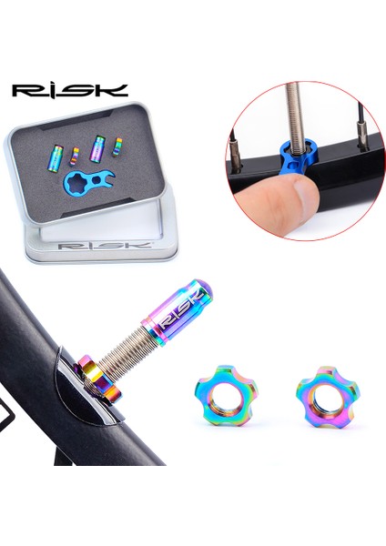 Presta Valf Kapağı Rnw Stili Risk FV55 AV55 Dağ Yolu Bisikleti Titanyum Presta Schrader Valf Kapağı Anahtarı Toz Kapağı Bisiklet Aksesuarı (Yurt Dışından)