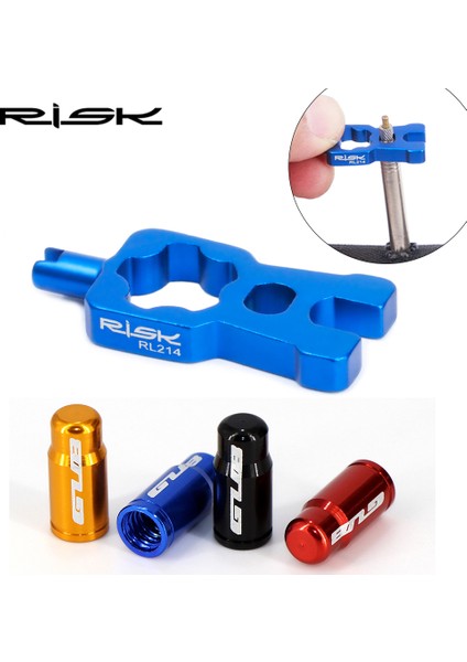 Huoxunshopc 1 Alet 2 Kapak Siyah Stili Rısk 4'ü 1 Arada Bisiklet Valf Anahtarı ve 2 Adet Presta Lastik Valf Kapağı Seti Yol Bisikleti Valf Montajı Çıkartılması Taşınabilir Onarım Aracı (Yurt Dışından)