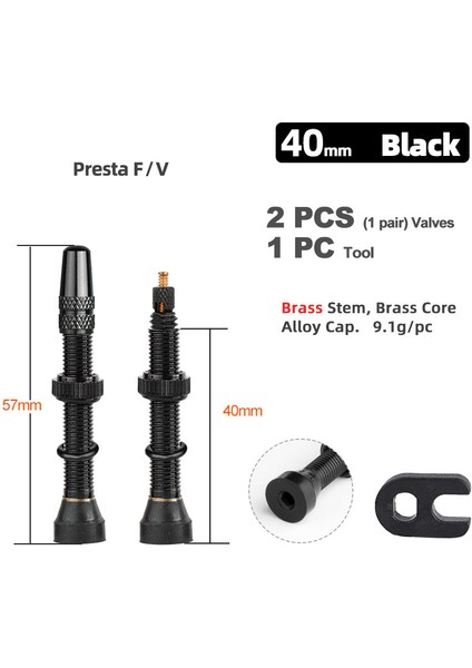40MM Pirinç Siyah Stil Deemount mm Pirinç Veya Alaşım Gövde Bisiklet Fv Presta Tüp Yoklama Lastik Valfi Yol Bisikleti Mtb Meme Wtool Alaşım Valf Kapağı (Yurt Dışından)