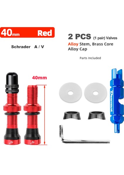 Av 40MM Rd Takımı Stili Dağ Bisikleti Yol Bisikleti Tübülüs Jantlar Için Işlenmiş Eloksallı Uçlu Deemount Radyal Av Valf mm C (Yurt Dışından)