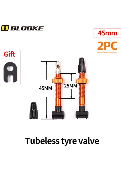 Turuncu 45 mm Stili Blooke Bisiklet Tüpsüz Valf Presta Fv Kaplı Dağ Bisikleti Nipel Wtool Mtb Yol Bisikleti Alaşım Aksesuarları Için (Yurt Dışından)