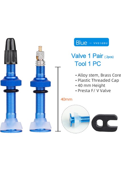 40MM Alaşım Mavi Tarzı Deemount mm Bisiklet Tüpüsüz Lastik Presta Valf C-Machined Anodize Kapak ve Aracı (Yurt Dışından)
